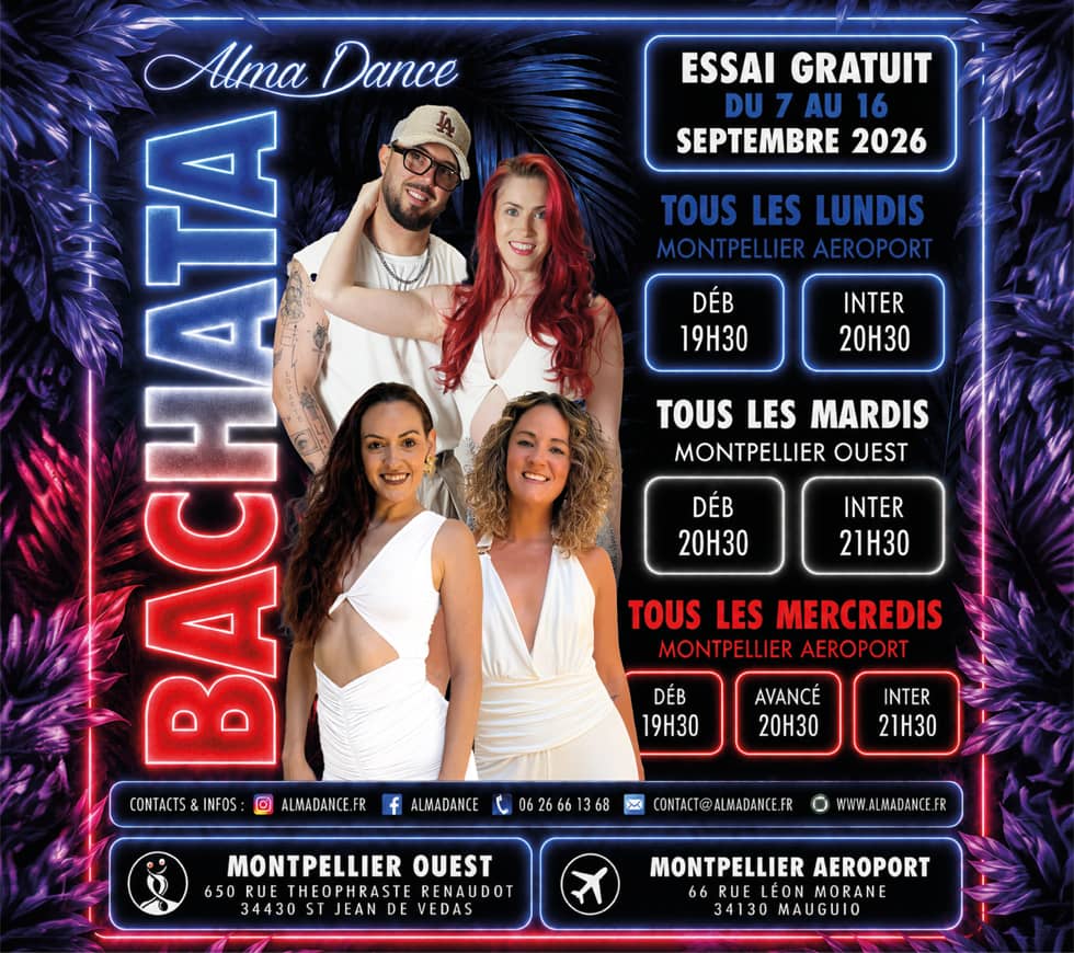 Cours de bachata à Montpellier - Alma Dance école de danse latine et urbaine